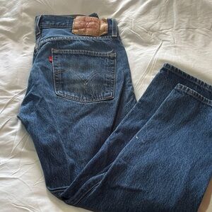 Vintage 501 Levi's Men’s Straight Jeans in Blue Denim
